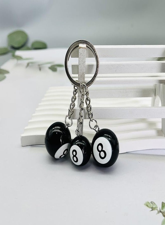 Kryoflare Black Creative Number Eight Billiard Key Chain, Pendant Car Key Ring Accessories, Keyrings Pendant Decorative Small Creative Key Chai - Image 5